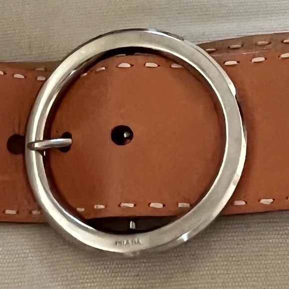 Prada Leather Thick Belt Large Silver Buckle boho festival - Picture 3 of 12